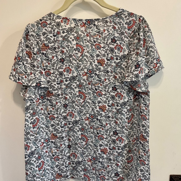 Loft floral print flutter sleeve blouse-S - Picture 2 of 3